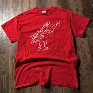 Red Unstoppable Dinosaur Romans 8:31 Graphic T-Shirt‎ Size Medium